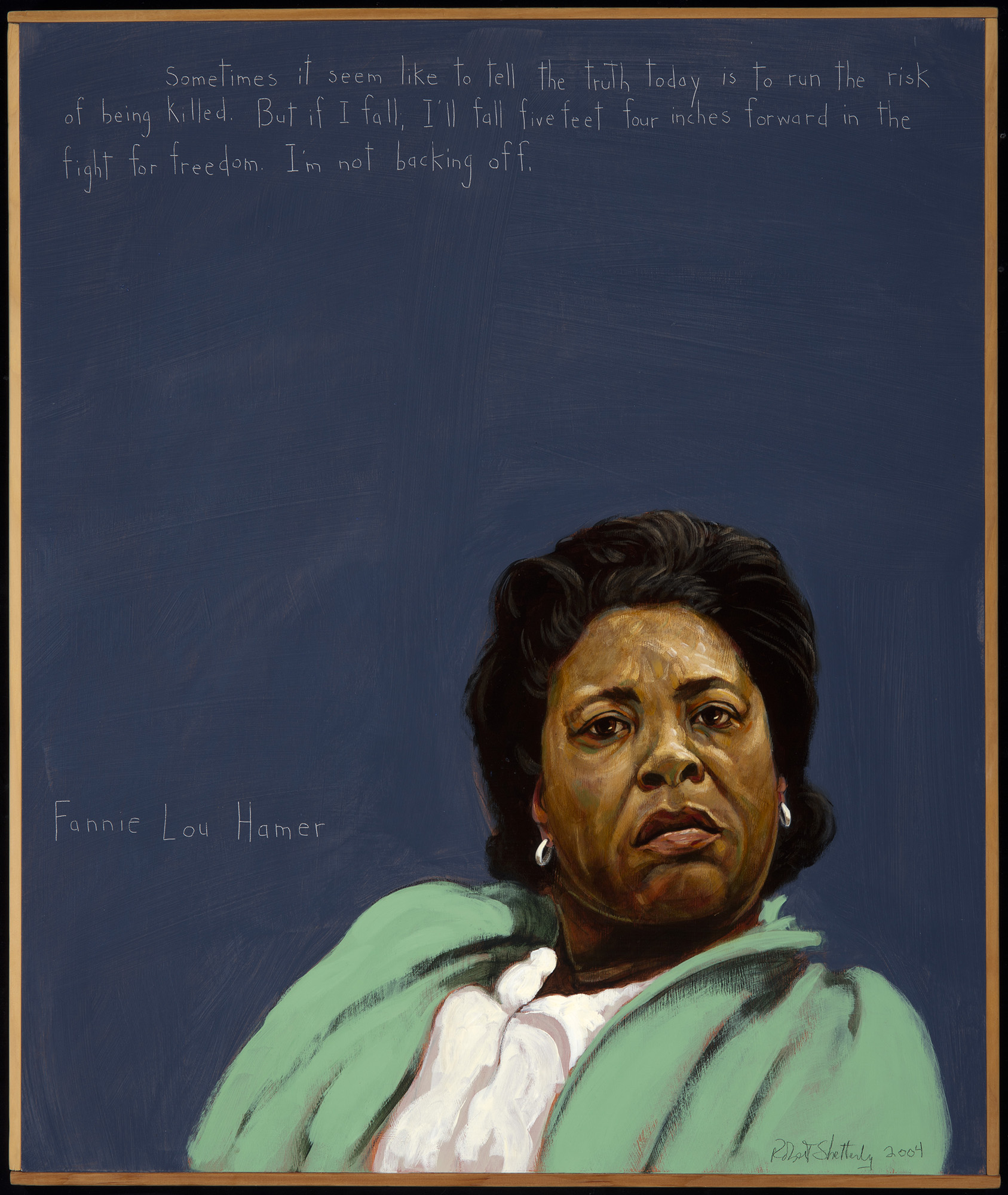 Fannie Lou Hamer, 2004. Portrait by Robert Shetterly. Courtesy of Americans Who Tell the Truth, www.americanswhotellthetruth.org.